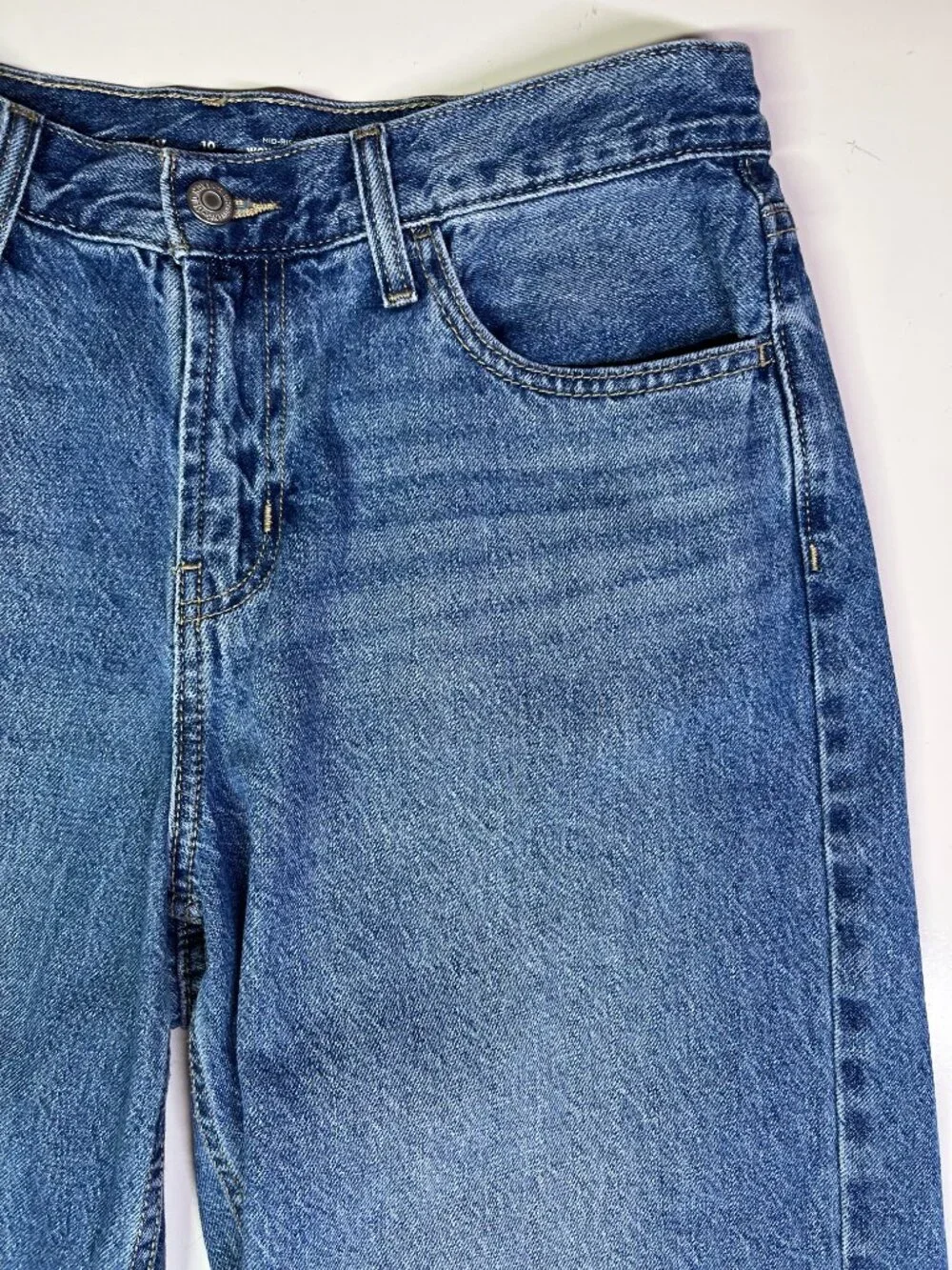 Old Navy Size 10 Long Mid-Rise Wow Baggy Wide Leg Blue Jeans